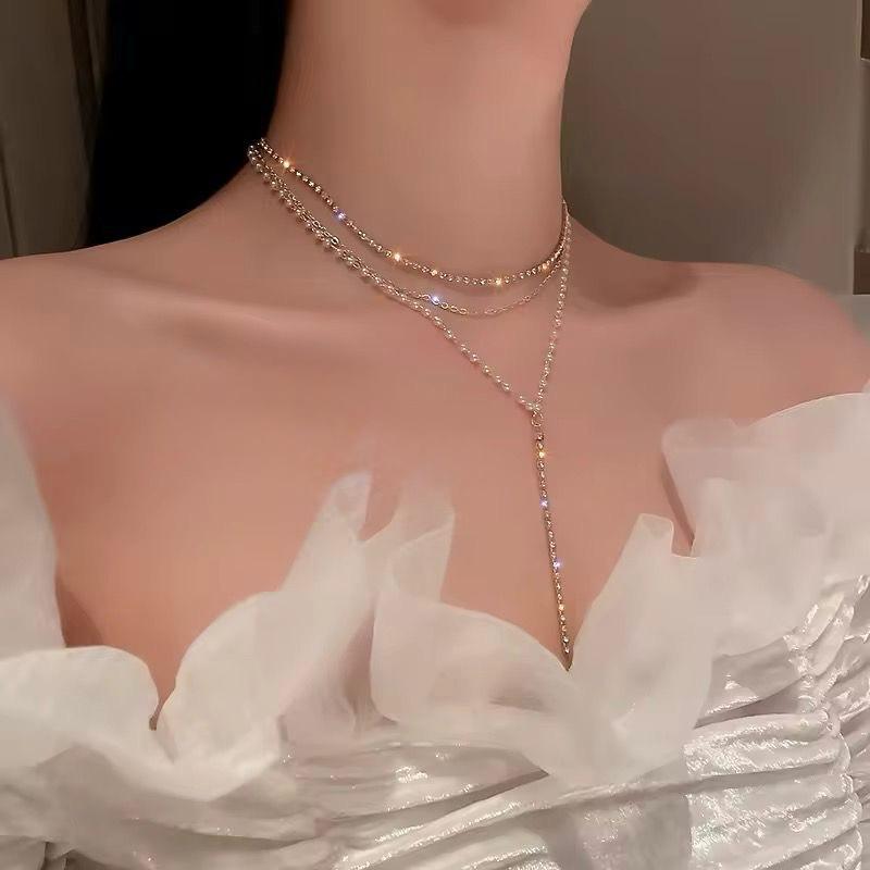 Layered Crystal Drop Necklace