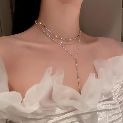 Layered Crystal Drop Necklace