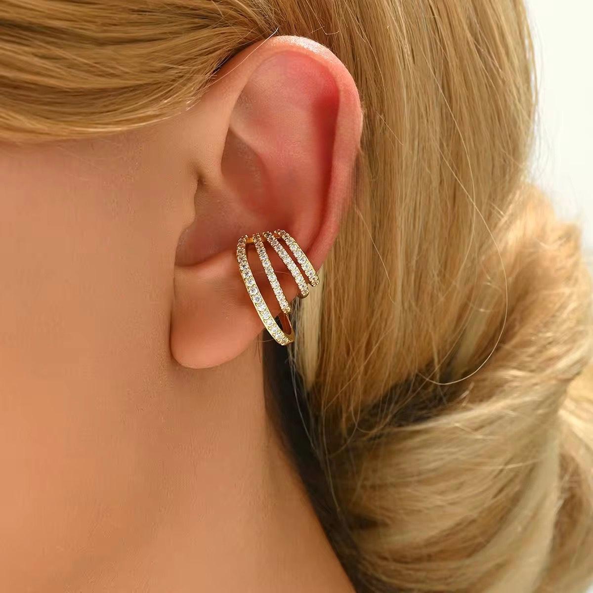 Multi-Layer Crystal Gold Earring