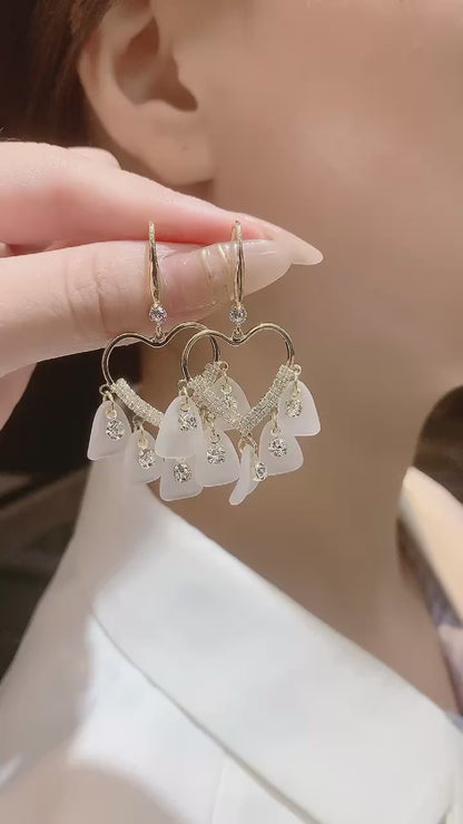 Rhinestone Heart Dangle Earrings