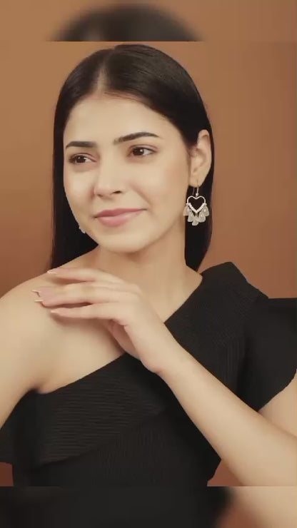 Buy 1 Rhinestone Heart Dangler Earrings & Get 3 Free (Bakelite, Charmful Circle, Centerstone Earrings)