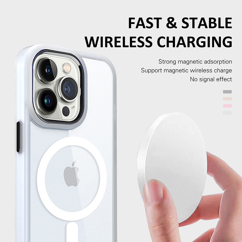 Acrylic Matte Rubberized Border Wireless Charging Magnetic Case for iPhones