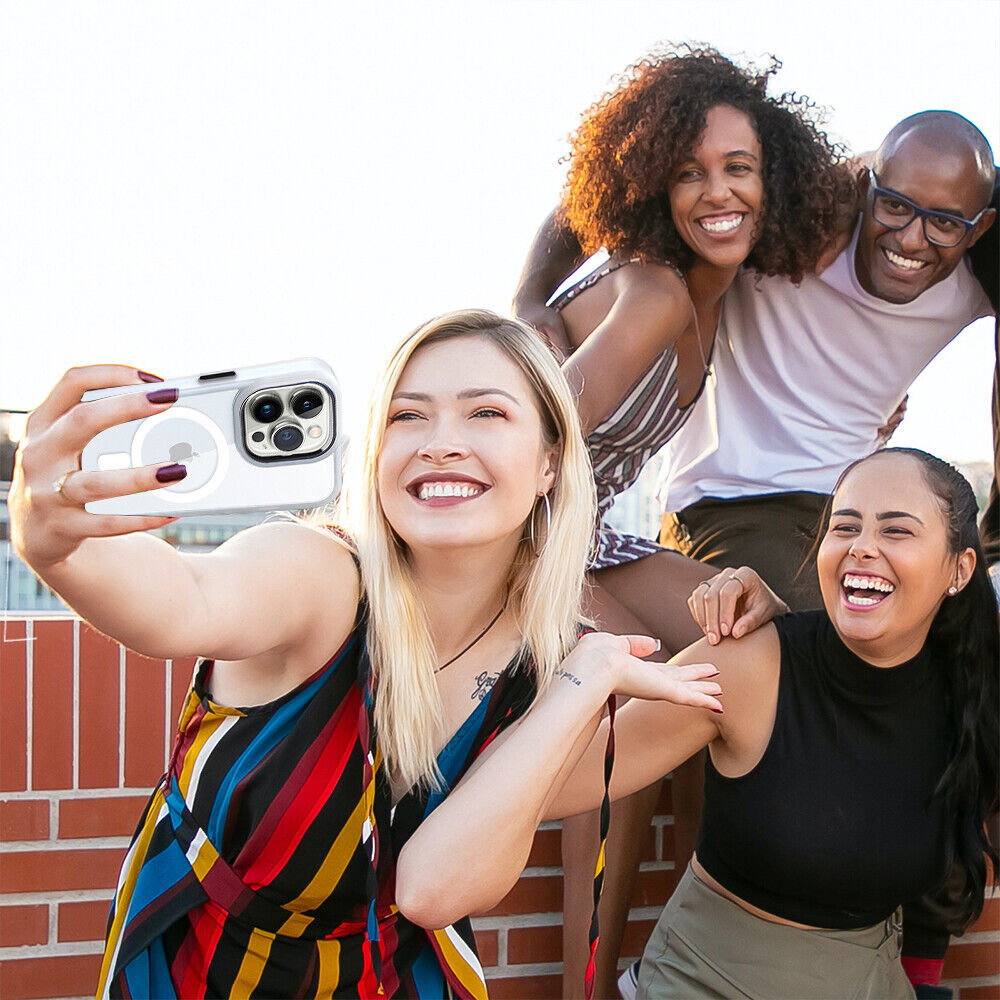 Acrylic Matte Rubberized Border Wireless Charging Magnetic Case for iPhones