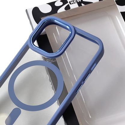 Acrylic Matte Rubberized Border Wireless Charging Magnetic Case for iPhones