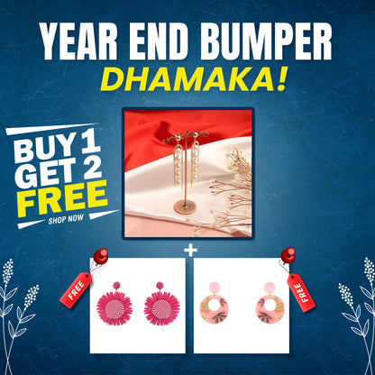 Buy 1 Pearl Drop Earring & Get 2 Free(1 Antum Leaves & 1 Sunshine Bloom Earring)