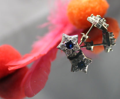 Silver Diamond Deep Sea Blue Earrings