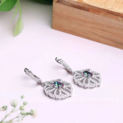 Silver Psychedelic Zircon Earring