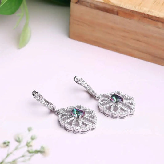 Silver Psychedelic Zircon Earring