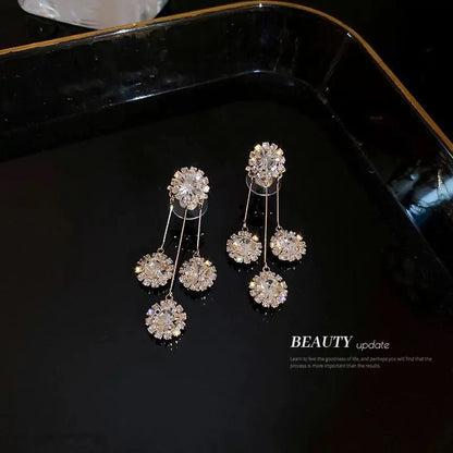 Gold Electroplated Premium And High Quality Zircon Crystal Drop Earrings