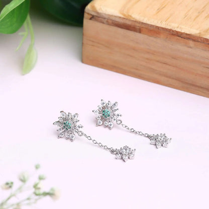Silver Flower Drop Earrings