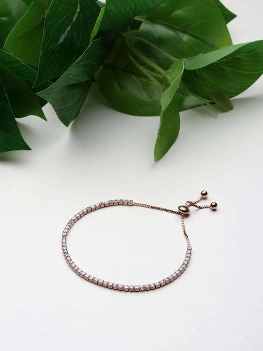 Silver Rose Gold Diamond Hand Bracelet