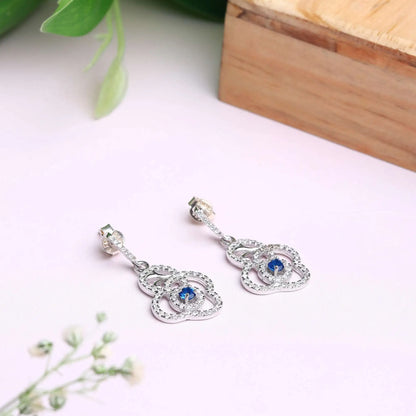 Silver Sky Blue Stone Earrings