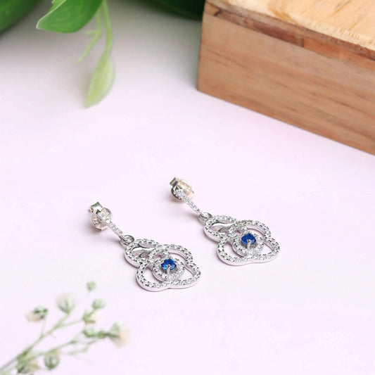 Silver Sky Blue Stone Earrings