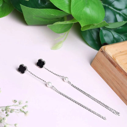 Silver Flower Dangle Earrings