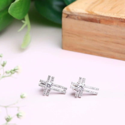Zircon Cross Stud Earrings