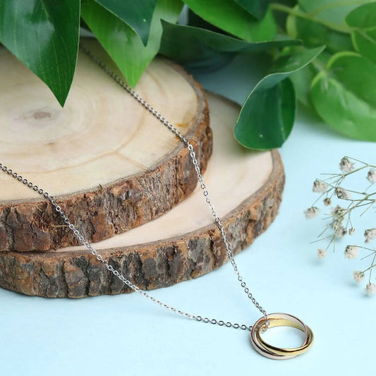 Silver Gold Dual Ring chain Pendant