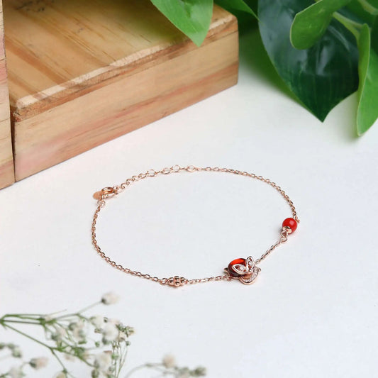 Silver Rose Gold Ruby Red Bracelet
