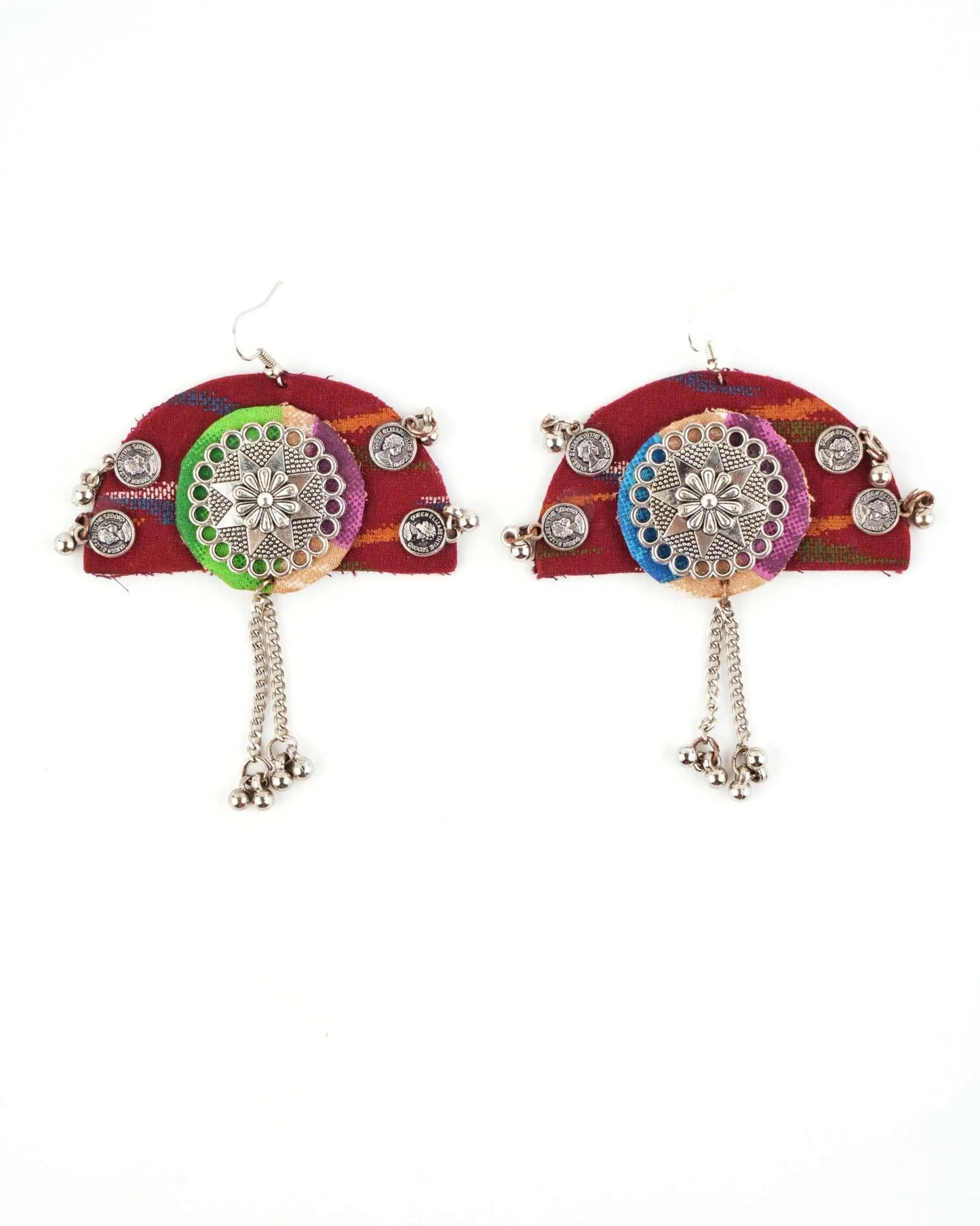 Red Half Round Handmade Earrings