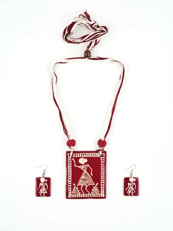 Girl Ceramic Handmade Nacklace With Earrings