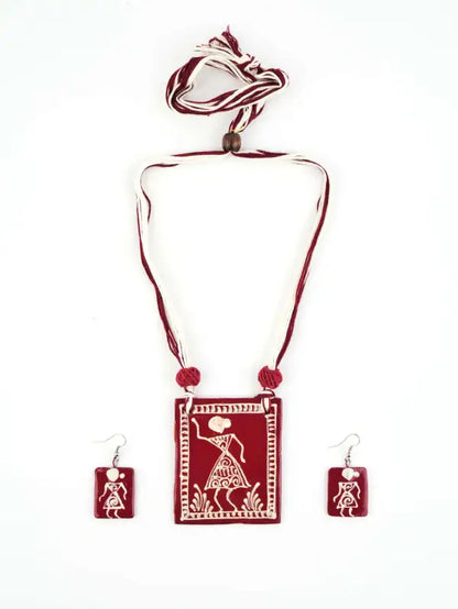 Girl Ceramic Handmade Nacklace With Earrings