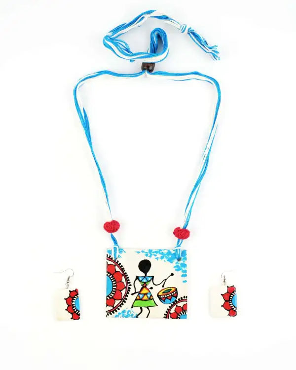 Girl Ceramic Handmade Nacklace With Earrings