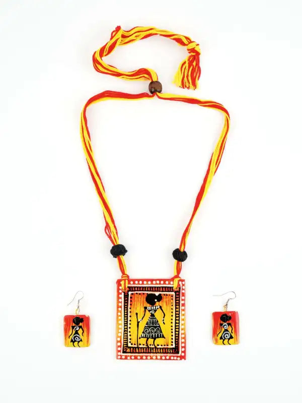 Girl Ceramic Handmade Nacklace With Earrings