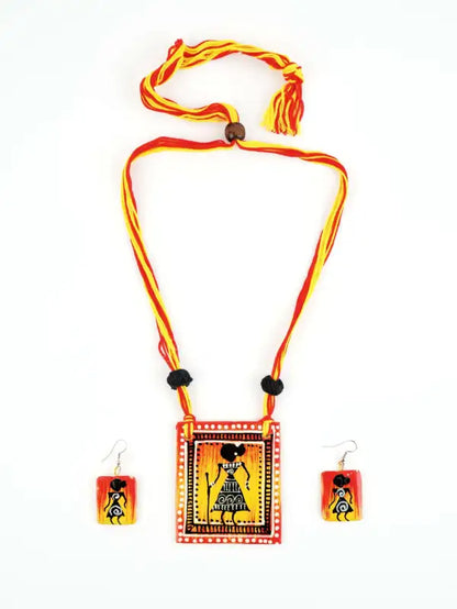 Girl Ceramic Handmade Nacklace With Earrings