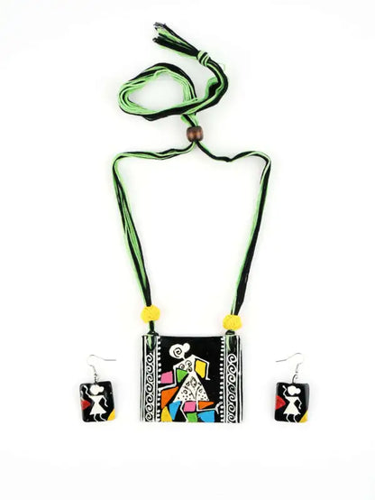 Girl Ceramic Handmade Nacklace With Earrings