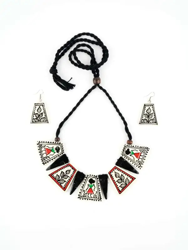 Girl Tree Ceramic Handmade Nacklace With Earrings