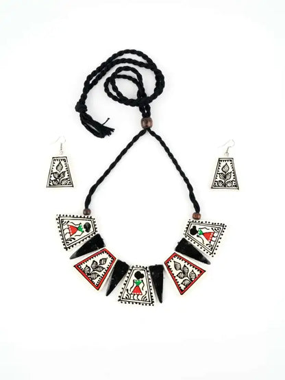 Girl Tree Ceramic Handmade Nacklace With Earrings