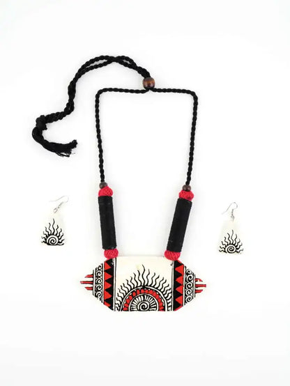 Sun Ceramic Handmade Nacklace With Earrings