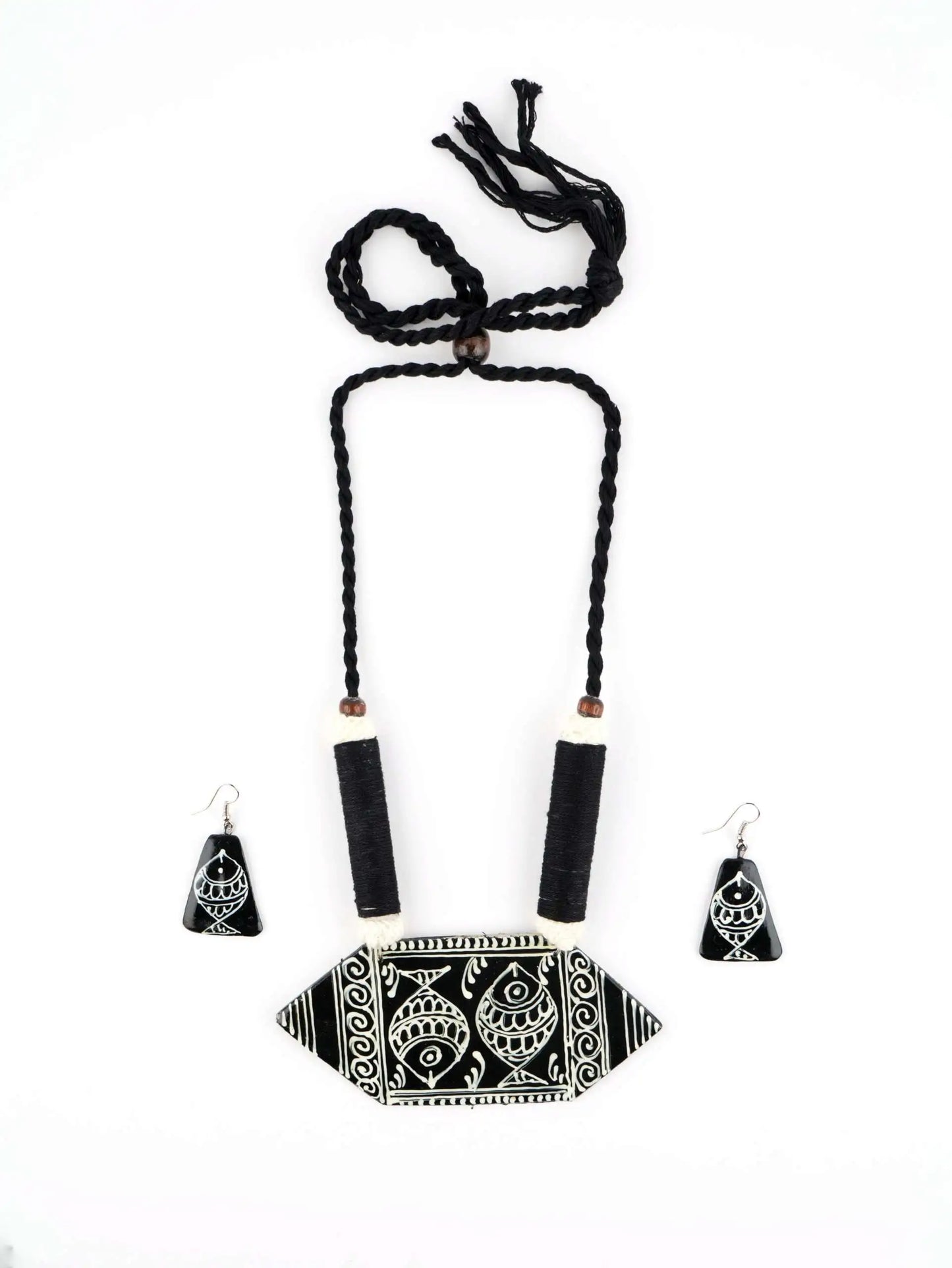 Two Fish Ceramic Handmade Nacklace & Earrings