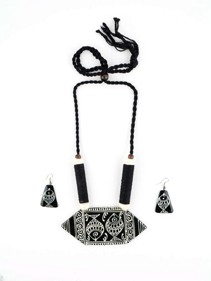 Two Fish Ceramic Handmade Nacklace & Earrings