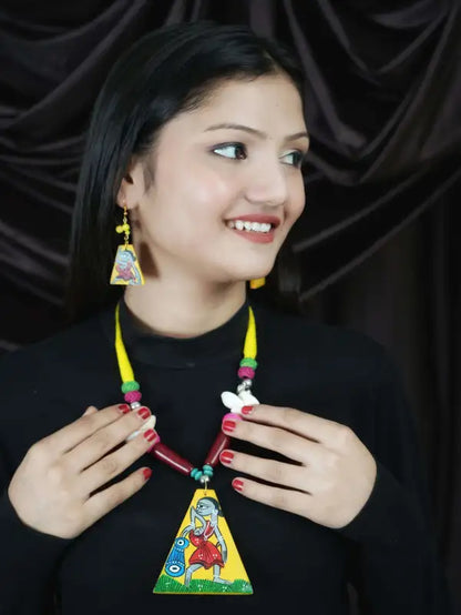 Girls Wooden Handmade Nacklace With Earrings