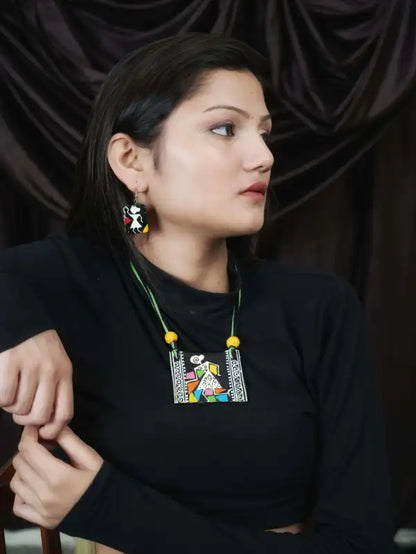 Girl Ceramic Handmade Nacklace With Earrings