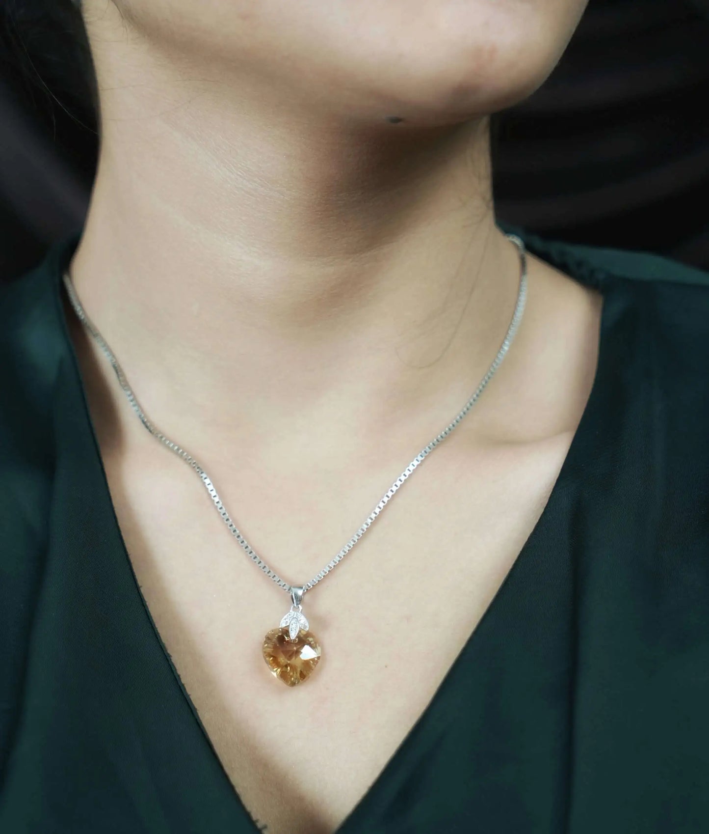 Silver Heart Yellow Chain Pendant