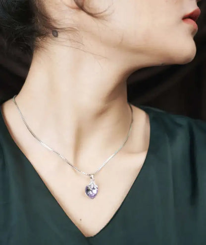 Silver Heart Purple Chain pendant