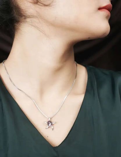 Previous Next Silver Turtle Pink Chain Pendant