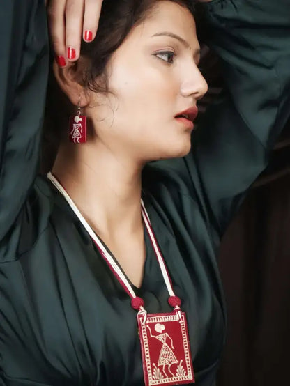 Girl Ceramic Handmade Nacklace With Earrings