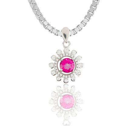 Silver Diamond Purple Stone Chain Pendant