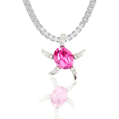 Silver Turtle Purple Chian Pendant