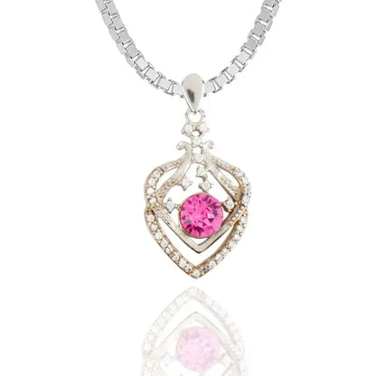 Silver Diamond Leaf Purple Stone Chain Pendant