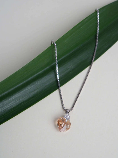 Silver Heart Yellow Chain Pendant