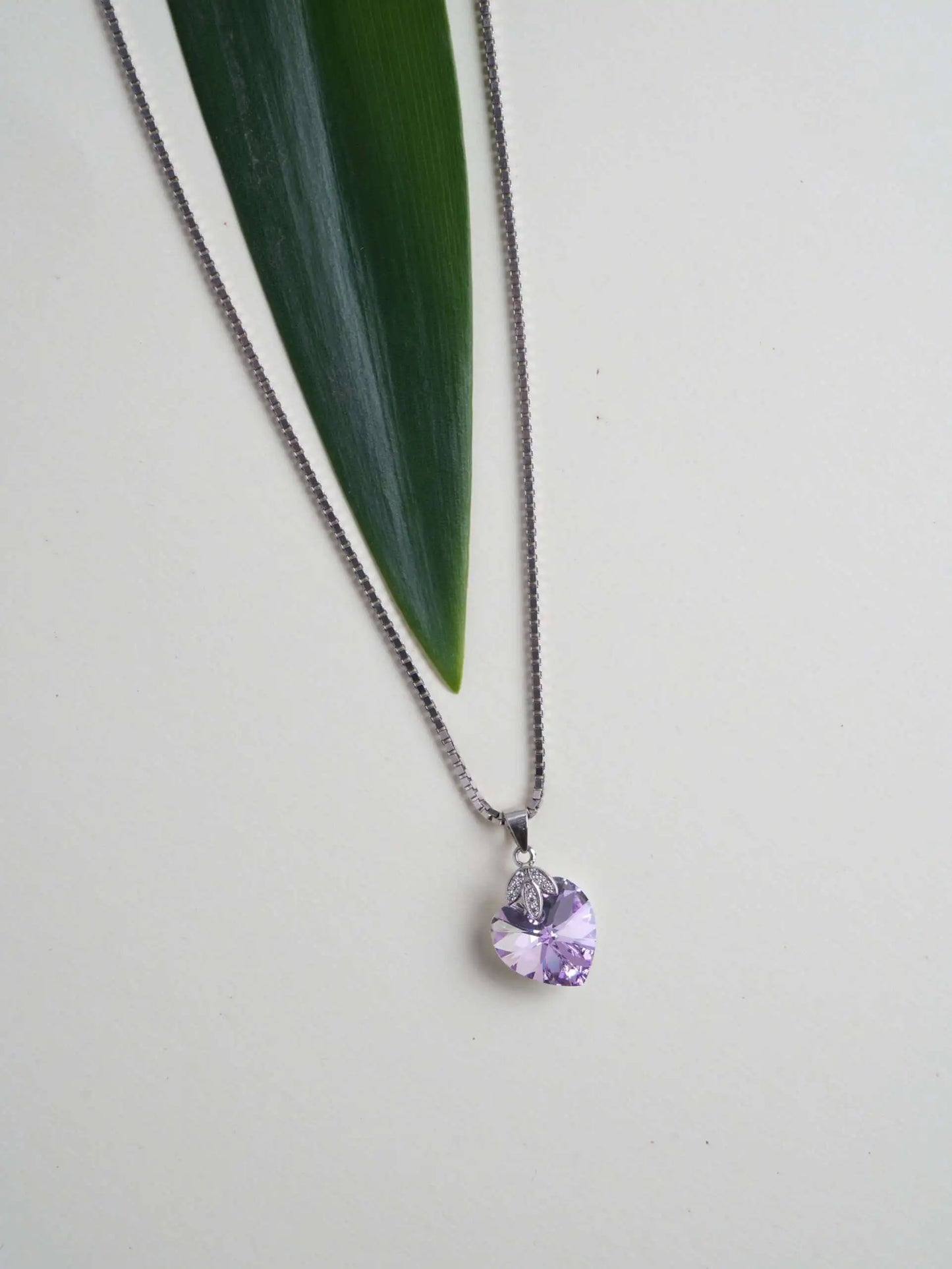 Silver Heart Purple Chain pendant