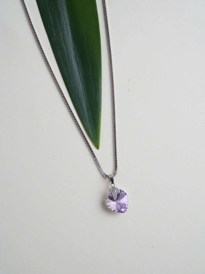 Silver Heart Purple Chain pendant