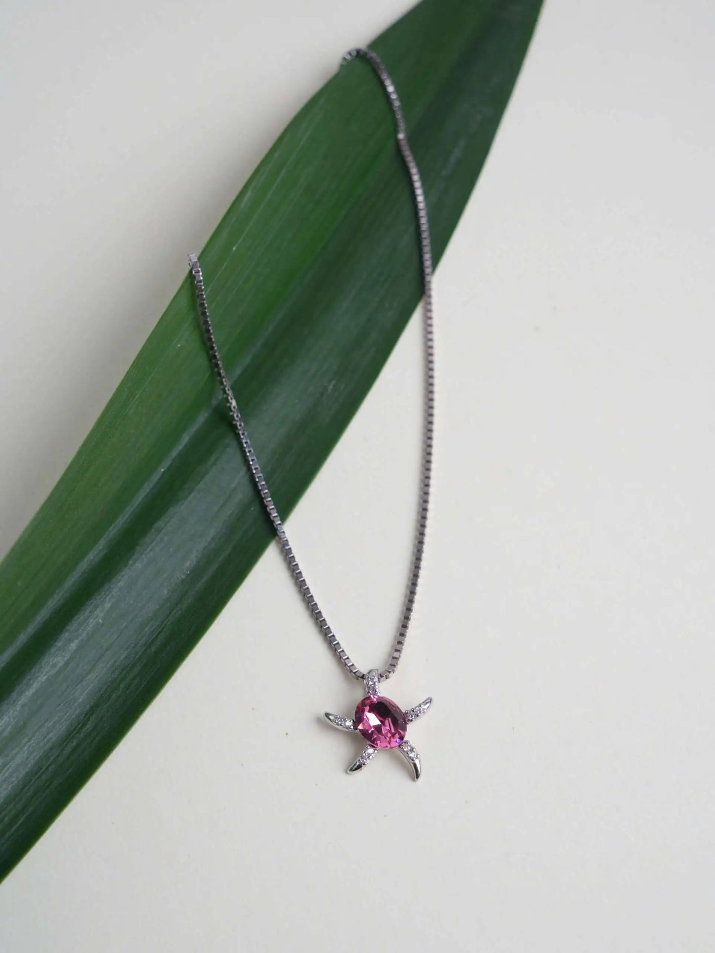 Silver Turtle Purple Chian Pendant