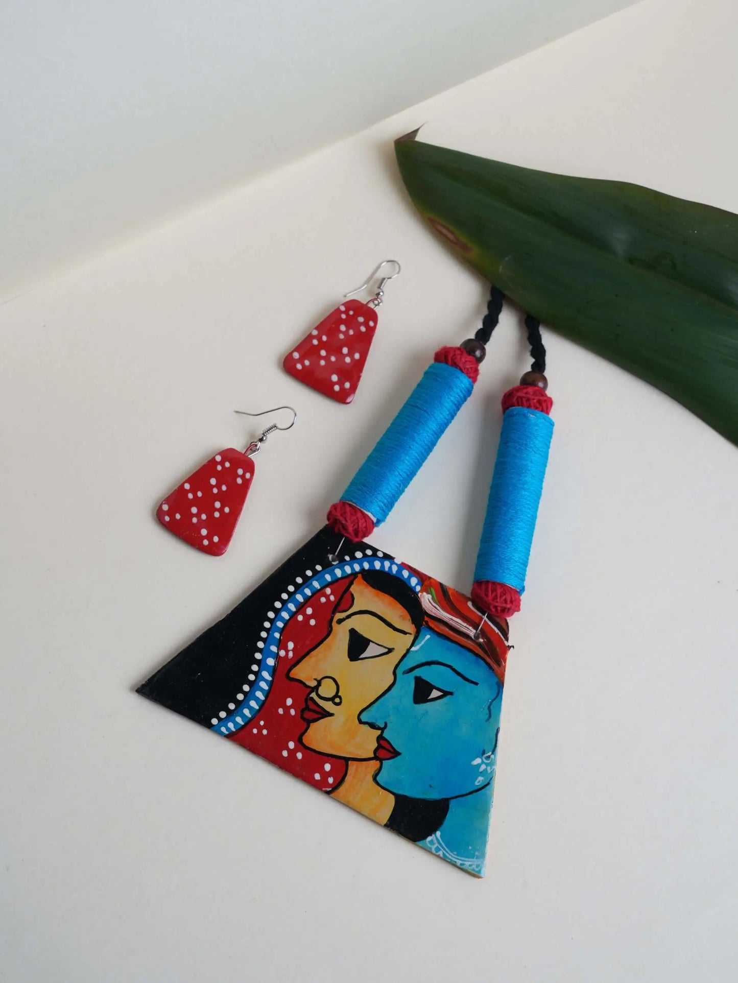 Girl Boy Ceramic Handmade Nacklace With Earrings