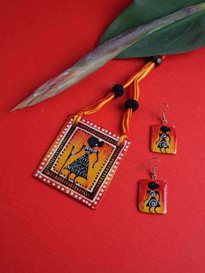 Girl Ceramic Handmade Nacklace With Earrings