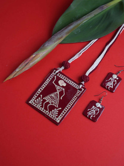 Girl Ceramic Handmade Nacklace With Earrings