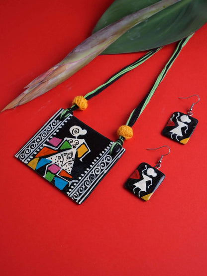 Girl Ceramic Handmade Nacklace With Earrings